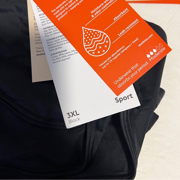 Thinx black sport cut period panties - Picture 3 of 4